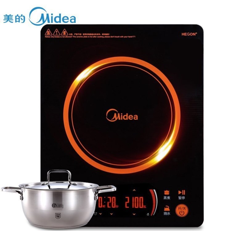 Midea/美的C21-RH2121電磁爐家用大功率觸摸超薄智能勻火三核批發