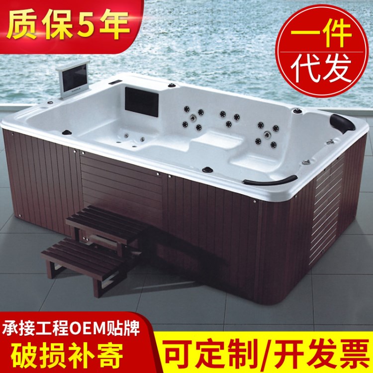 戶外水療按摩亞克力沖浪浴缸 多人SPA泡澡池 智能獨(dú)立浴缸浴池