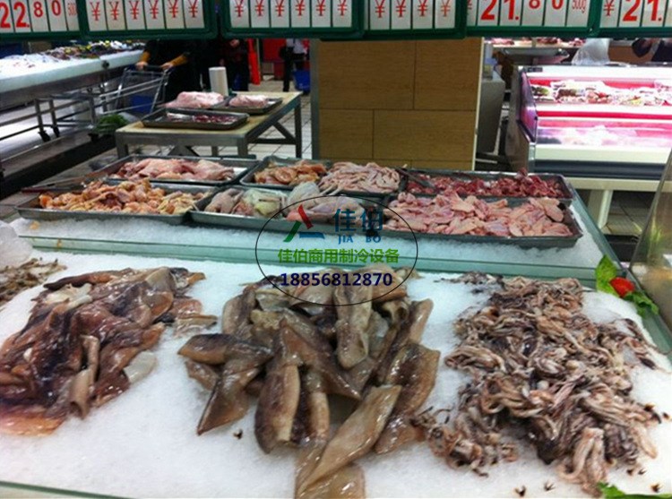 臥式敞開(kāi)海鮮柜 生鮮超市酒店火鍋?zhàn)灾秃ｕr水產(chǎn)冷凍冰臺(tái)2.5米