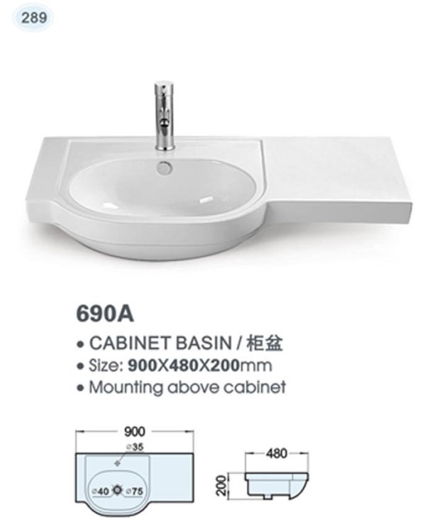 帝鴻衛(wèi)浴 臺上盆陶瓷池洗臉池 出口陶瓷柜盆臺盆 洗臉盆289-690A
