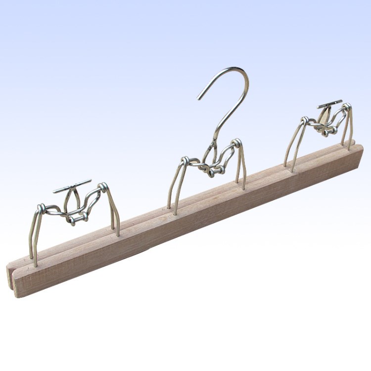 長(zhǎng)期生產(chǎn)休閑牛仔針織服裝工業(yè)不銹鋼鉤漂染木裙褲夾衣架