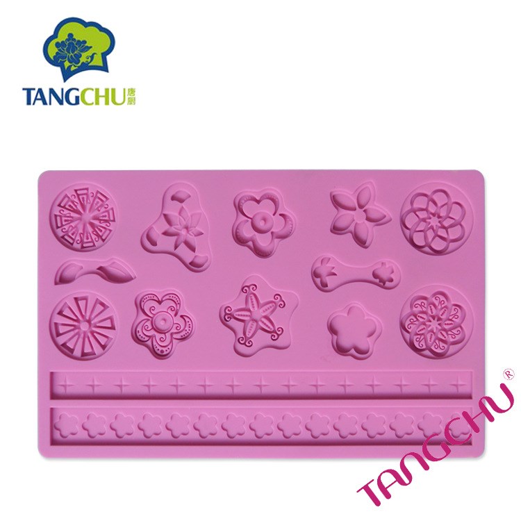 鲜花翻糖蛋糕糖艺压花垫子 烘焙工具fondant embossing cake mold