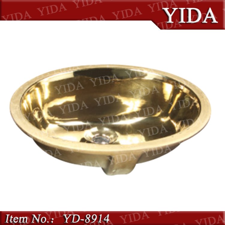 金色臺(tái)下盆、橢圓形藝術(shù)盆、金色臺(tái)盆YD-8914