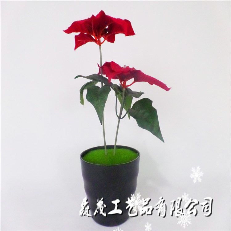 仿真LED燈花、仿真發(fā)光圣誕紅花，會發(fā)光的植物盆栽