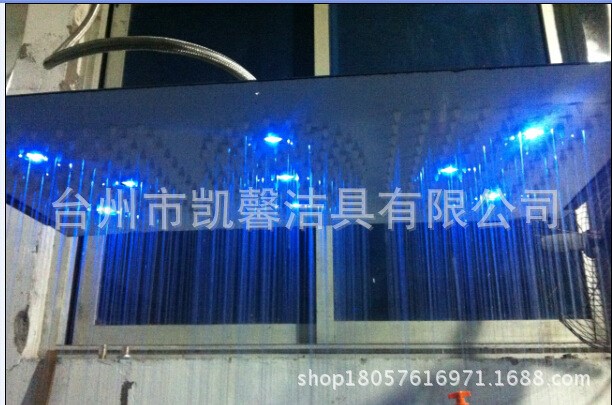KX85-03不銹鋼304超薄LED天幕花灑淋浴頭溫控三色水流發電變色
