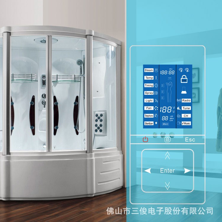隱藏式蒸汽房噴淋收音控制器 智能觸屏桑拿汗蒸房面板電腦控制器