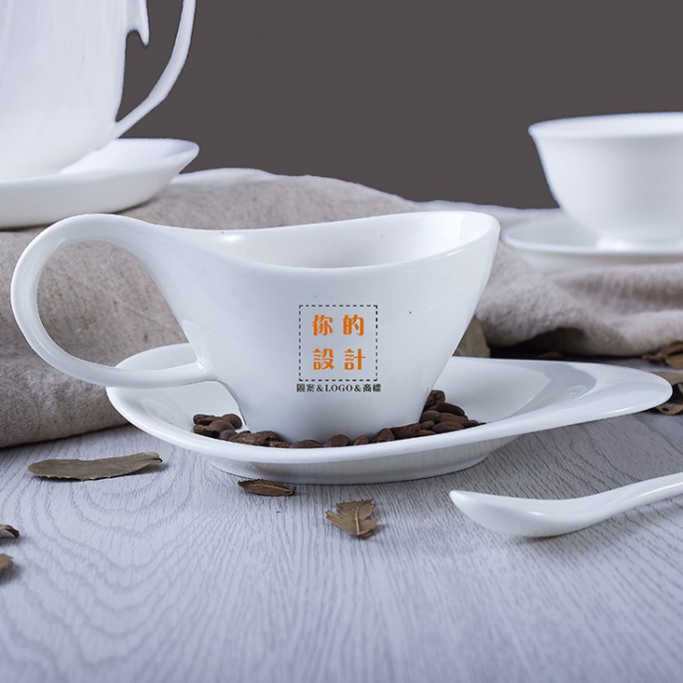 咖啡杯套裝中式廣式歐式澳式白咖啡杯碟定制定做logo商標(biāo)廣告字