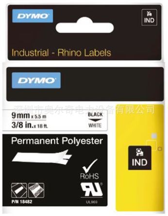 Dymo 白色标签打印机带18482 9mm*5.5聚酯标签用于I Rhino标签机