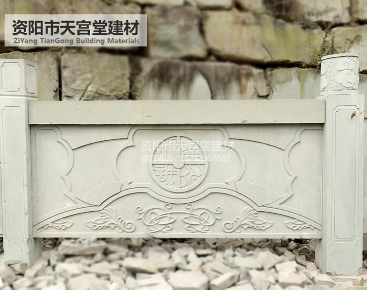 廠家直銷 青砂石藝術欄桿河道石雕欄桿 陽臺柱小橋流水加工定做