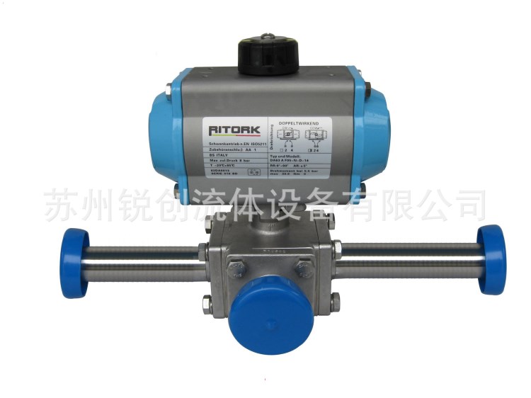 供應氣動衛生級加長卡箍三通球閥，加長焊接三通球閥，無滯留球閥