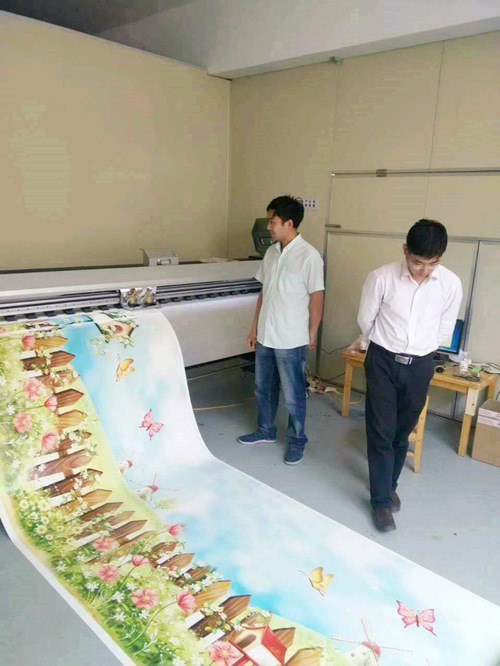 裝修用的壁紙和3D壁畫背景墻，電視背景墻3.2米戶外壓電寫真機(jī)