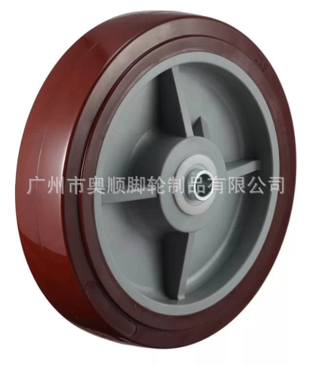 廠家直營8寸重型超級(jí)聚氨脂腳輪\棗紅雙軸萬向剎車腳輪\耐磨輪子
