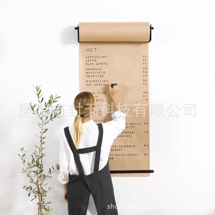 北歐ins款網(wǎng)紅手繪 咖啡店工作室神器 創(chuàng)意家居裝飾 牛皮紙卷軸