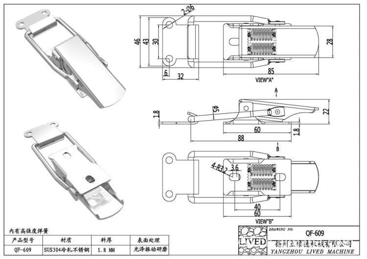 廠家供應(yīng)QF-609重型不銹鋼搭扣 石油設(shè)備S304不銹鋼搭扣