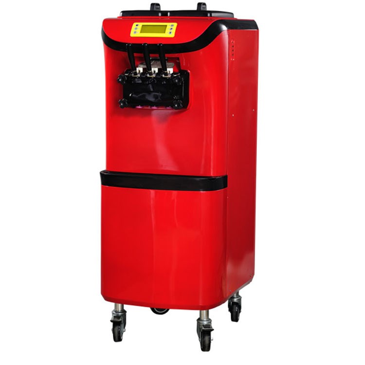 广绅bk368cr红色商用冰淇淋机三头三色立式冰激凌大产量冰淇淋机