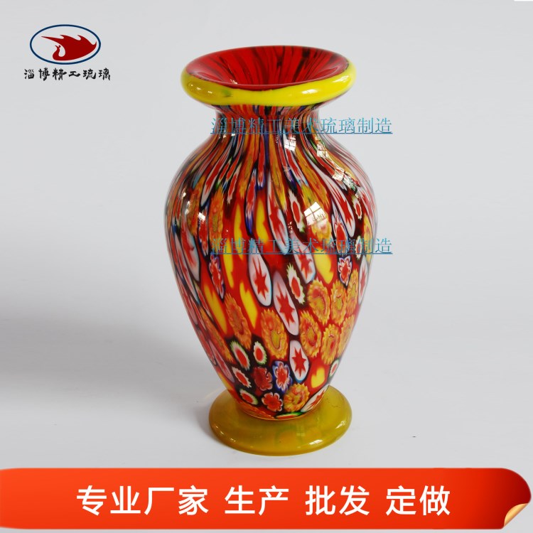 中国传统手工玻璃琉璃工艺品  客厅/玄关/走廊/玻璃千花花瓶摆件