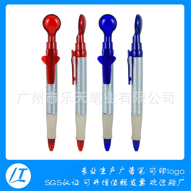 新款創意彈簧筆 金屬彈簧圓珠筆 不銹鋼彈簧筆 勺子筆夾印刷logo