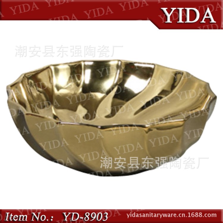 24K金金色陶瓷盆 金色洗手盆 彩金藝術盆 YD-8903