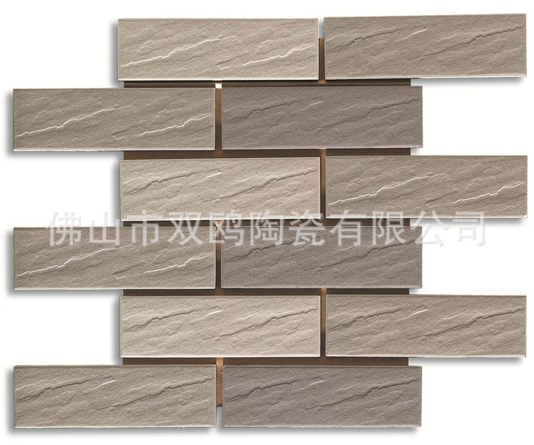 熱賣 佛山雙鷗陶瓷  工程外墻 三色工字帖混貼瓷磚 灰色 45x145mm