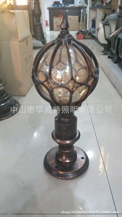 圓形鋁制仿云石柱頭燈草坪庭院燈路坪燈圍墻燈戶外歐式