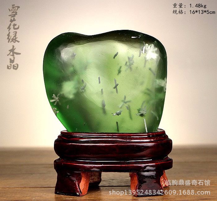 礦物晶體奇石頭原石雪花 綠水晶原石 水晶 天然礦石擺件收藏品01