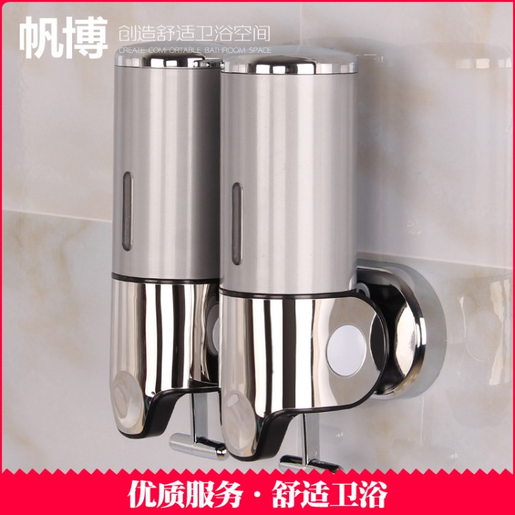 批發酒店手動雙頭壁掛皂液器ABS沐浴露盒衛生間洗手液瓶給皂器