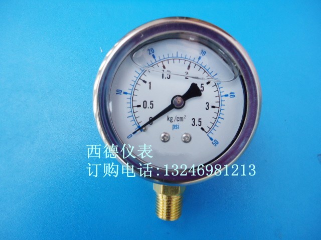 60MM直立式0-3.5KG/50PSI充油防震壓力表,水壓表,液壓表