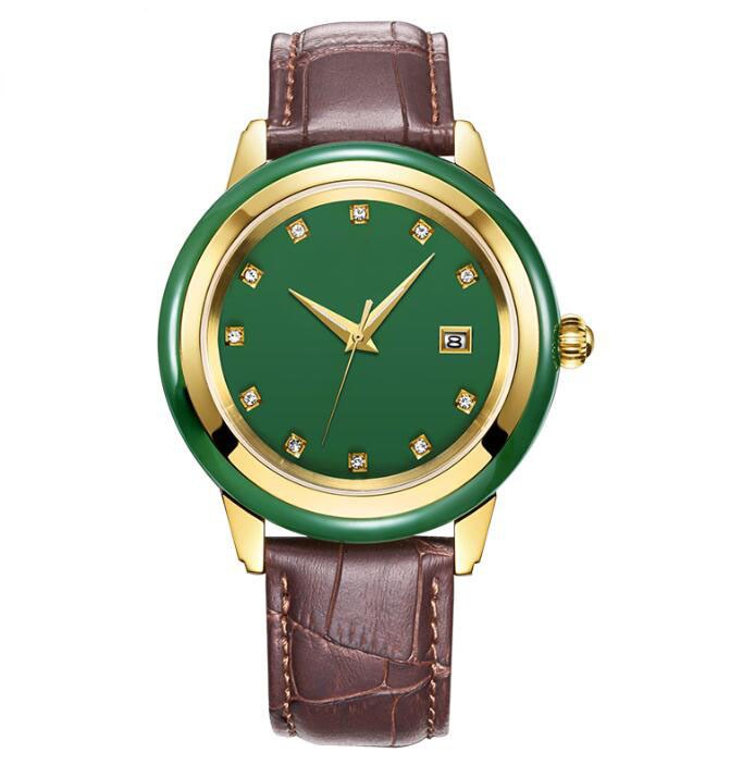 礼品手表手表定制玉质手表真皮表带玉表