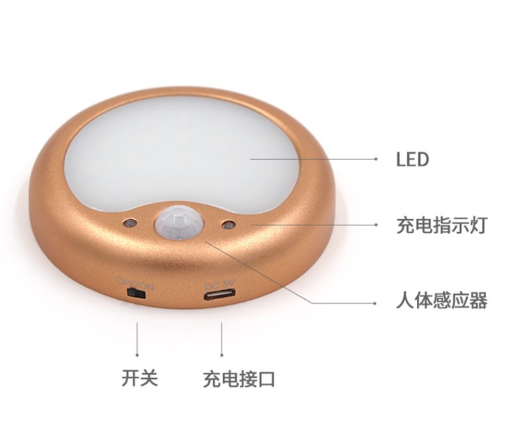 LED無(wú)線充電燈 磁鐵充電線吸附式 櫥柜燈圓形 佛山燈飾