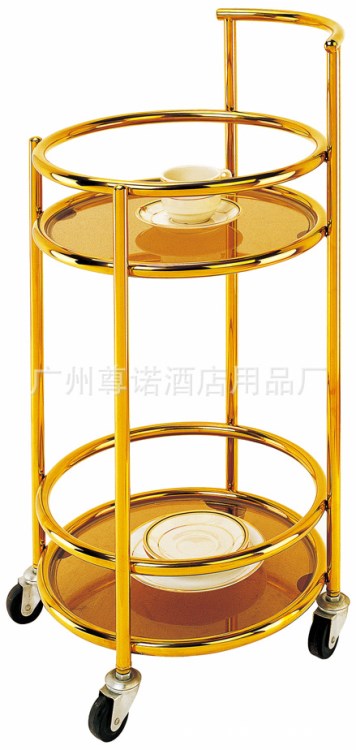 S-172圓形單扶手鈦金酒水車 蛋糕手推車 小號直徑360圓形酒水車