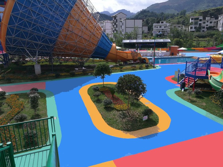 承接陸地游樂園地坪漆彩色防滑涂料施工耐磨 海瑞 可畫圖案