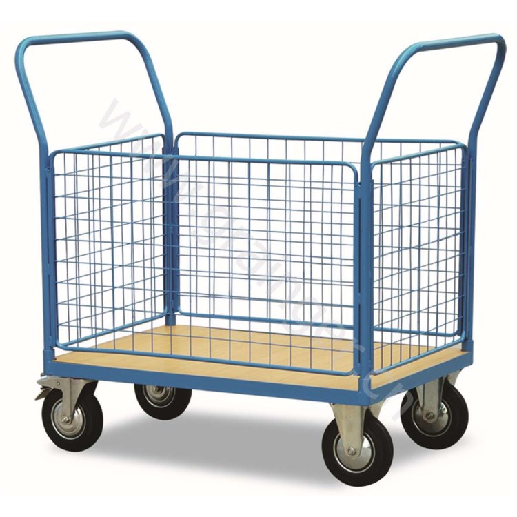 出售倉儲車間重型帶護(hù)欄手推車鉗工工具小推車車