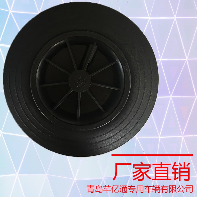 8寸單卡簧塑料輪輻加厚型橡膠膠粉實心輪垃圾桶輪子