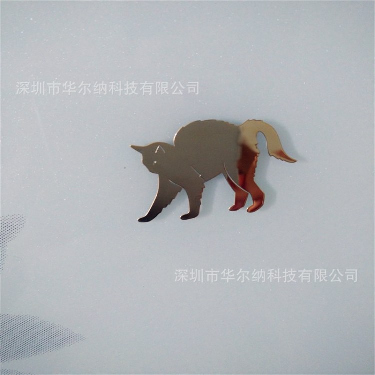 定制动物图案金属贴纸 小猫图案金属贴纸 电铸镍片标签 小猫LOGO