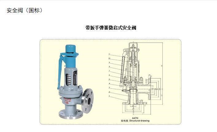 中国永一阀 带扳手弹簧微启式阀 A47H-100