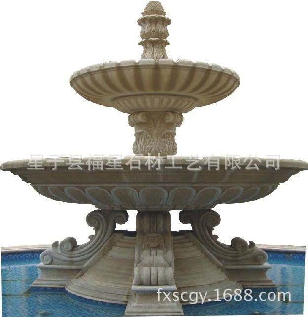 大型園林歐式水景石雕噴泉  黃銹石花崗巖噴泉 廣場樓盤疊水缽