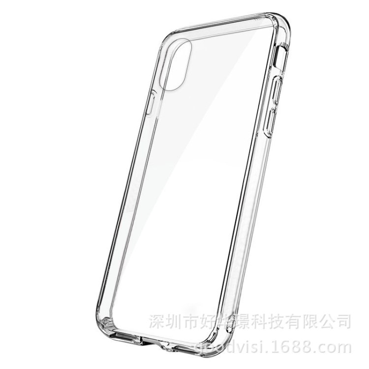 厂家直销iPhone X透明玻璃包胶手机壳 钢化玻璃+TPU注塑成型工艺