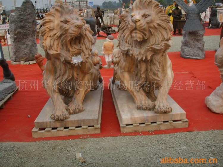 歐式雕塑石雕 趴獅動物雕刻 大理石雕塑