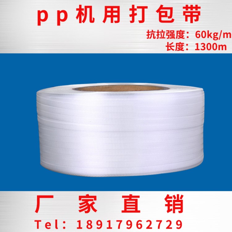廠家生產(chǎn) 耐用熱熔全自動(dòng)捆綁帶 機(jī)用白色全新料pp打包帶