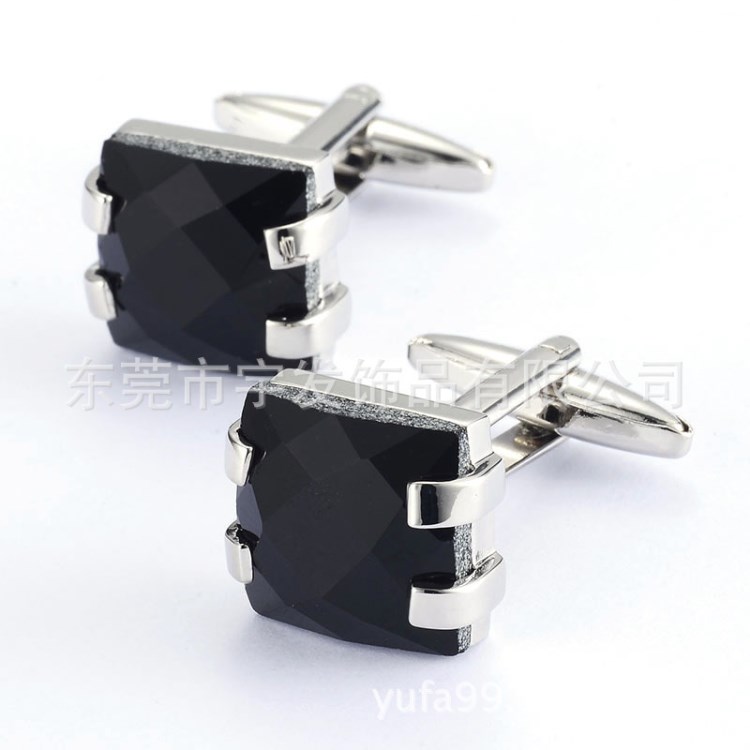  黑色寶石男士襯衫法式袖扣袖釘袖口 cufflinks 990053