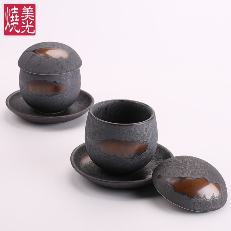 日韓式蒸蛋小燉盅帶蓋花茶陶瓷小水杯 外貿(mào)創(chuàng)意甜品陶瓷飲水杯子