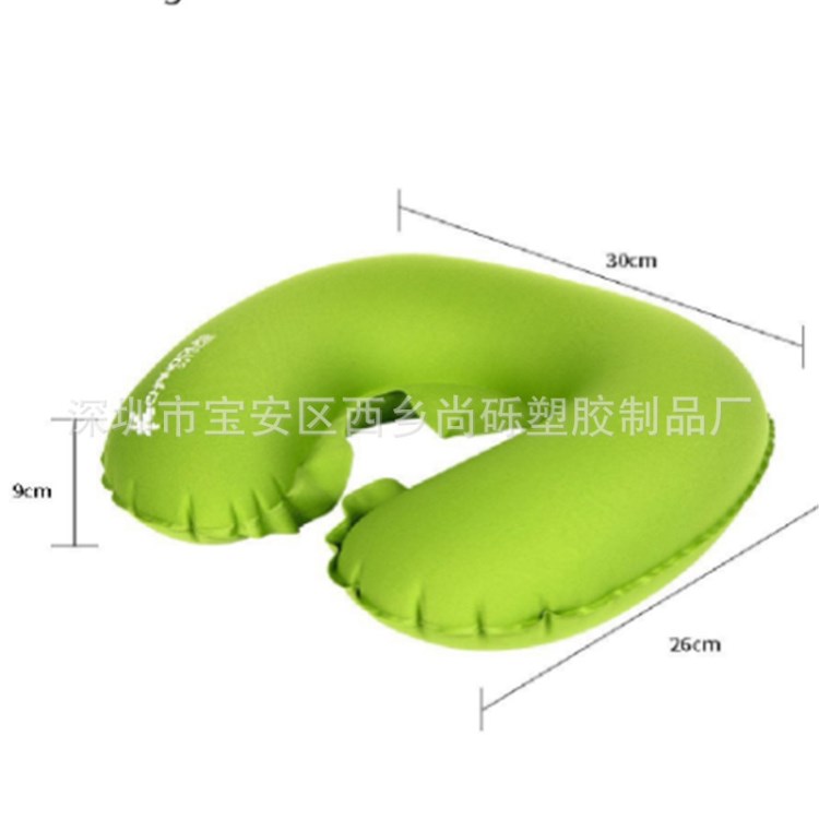 東莞訂制綠色PVC植絨充氣枕 普通U枕 頸枕