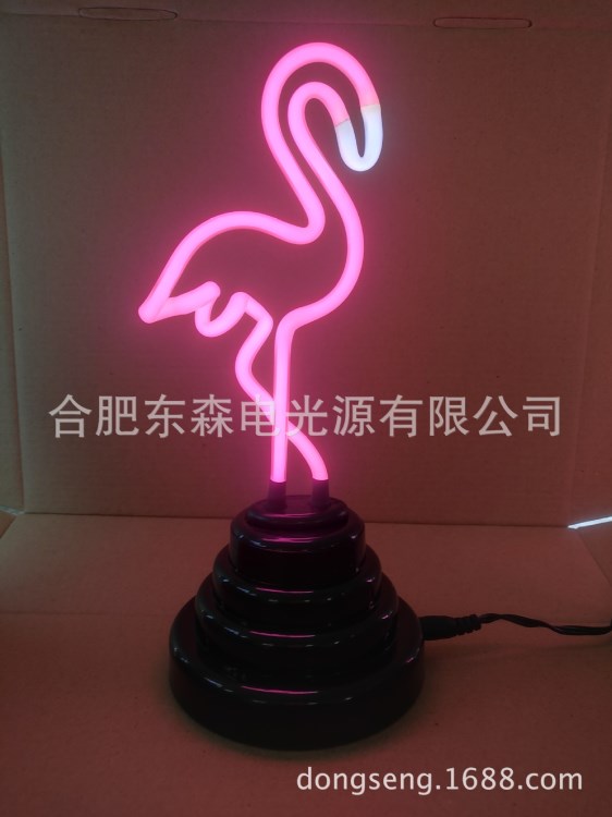 供應小號黑色底座火烈鳥燈，flamingo neon light ，火烈鳥燈