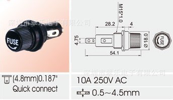 保險(xiǎn)絲座 R3-13E 6.0*30mm  6.35*31.8mm 10A 250V AC