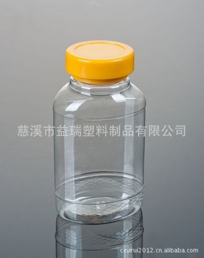 精品盖双层盖扁形蜂巢图案500g 花粉蜂蜜瓶(GJ004)