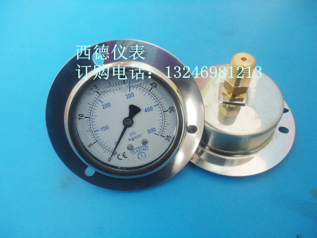 YN-60ZT不銹鋼殼0－35KG/500PSI軸向帶邊防震壓力表，抗震壓力表