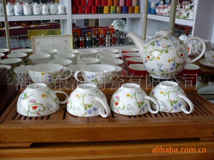 彩畫 7頭 滿貼茶壺 骨瓷茶具 歐式茶具 歐式風格