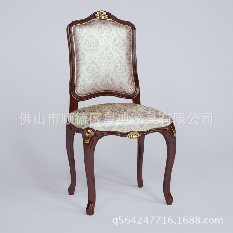 廠家生產(chǎn)歐式實(shí)木餐廳椅 酒店家具無扶手妝椅chair 實(shí)木雕花