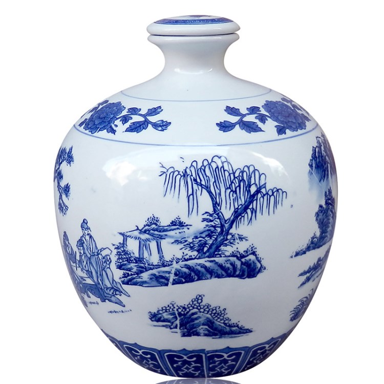 景德镇陶瓷酒瓶 青花酒瓶 缠枝莲 梅瓶 山水 成都糖酒会 来样加工
