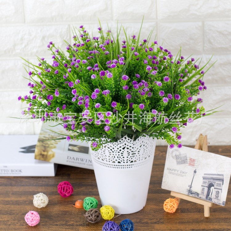 廠家直銷塑料滿天星花束 小薔薇仿真花假花 滿天星室外花槽裝飾花